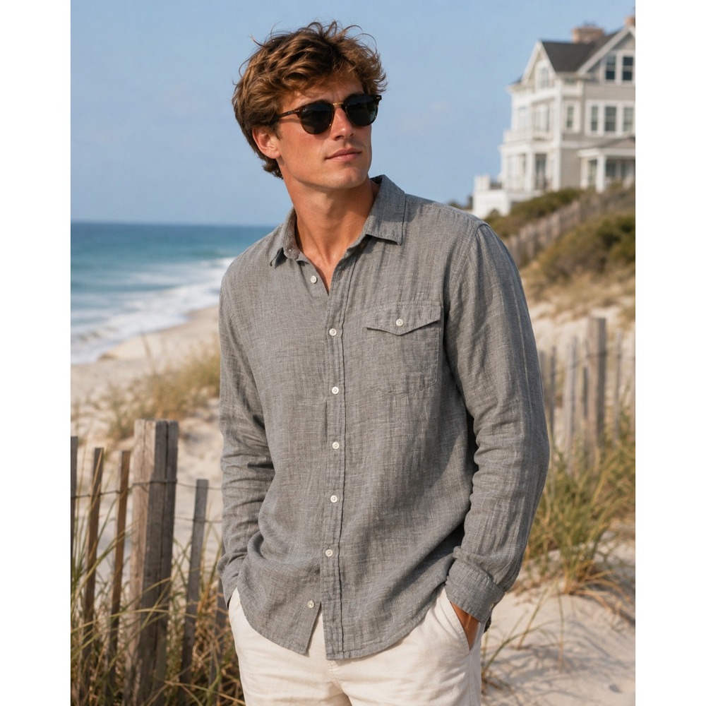 Goodfellow & Co Grey Cotton Gauze Long Sleeve Button Down Shirt XL Boho Vibes